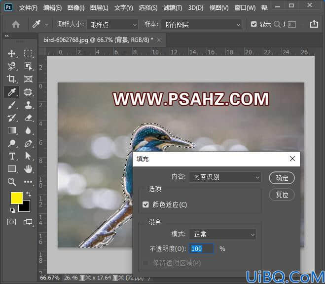 Photoshop动态图片制作教程：使用操控变形工具制作动态的小鸟。