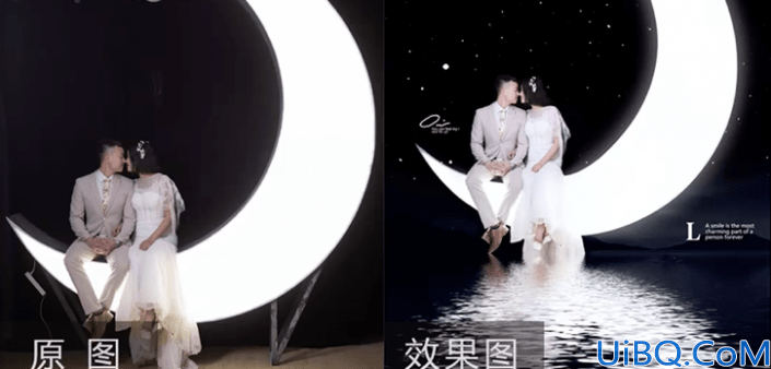 婚纱后期，给月亮主题的婚纱照片进行后期修图