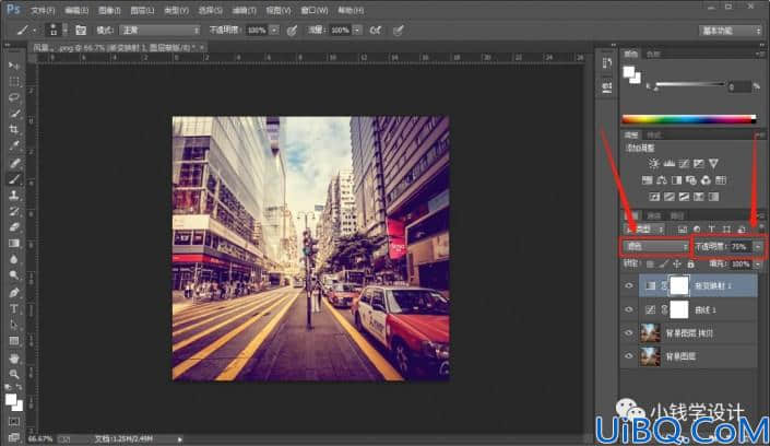 Photoshop调色教程：学习给国外街景照片调出欧美感电影色彩。