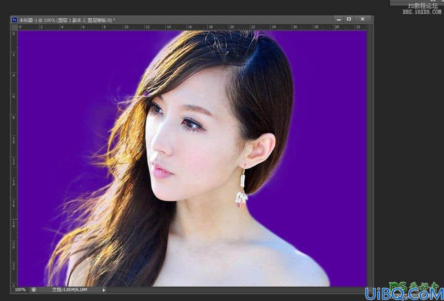 教你用photoshop快速抠出长发飘飘的美女，一分钟抠出头发丝。