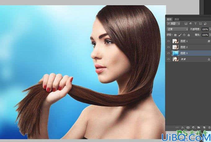Photoshop扣发丝教程：利用图层样式混合选项抠出美女飘逸的长头发。