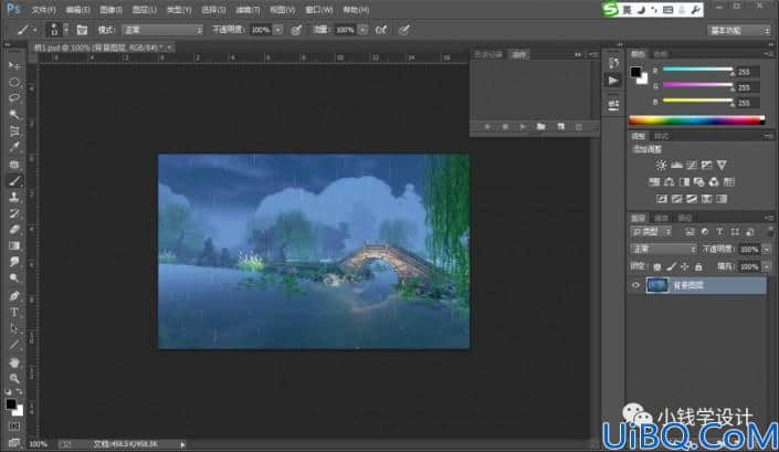 学习用photoshop滤镜特效工具制作画面感十足的GIF下雨图片。