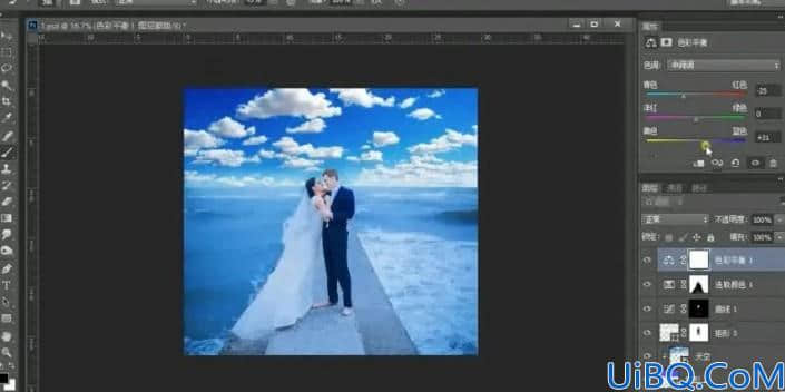 婚纱后期，制作海蓝色浪漫的海边婚纱照片