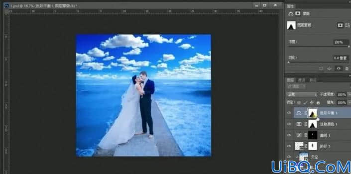 婚纱后期，制作海蓝色浪漫的海边婚纱照片