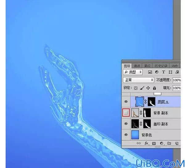 液体效果，通过Photoshop把手制作成蓝色液体效果