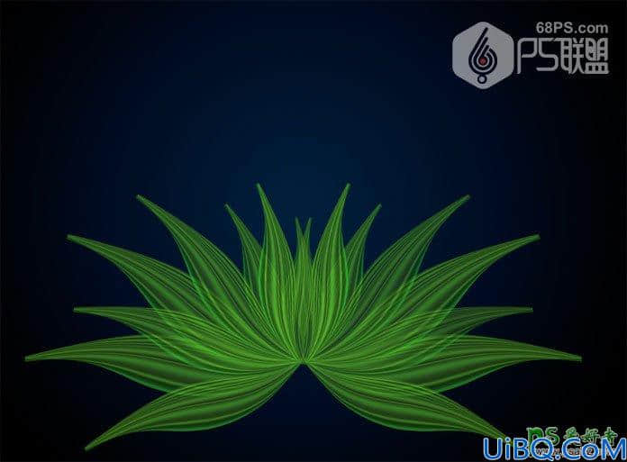 Photoshop花朵绘制教程：打造一个漂亮的绿色荧光花朵失量图素材