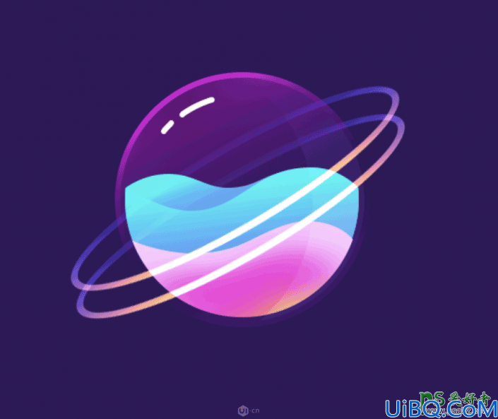 Photoshop手绘透明感的星球素材图，扁平风格星球失量图片。