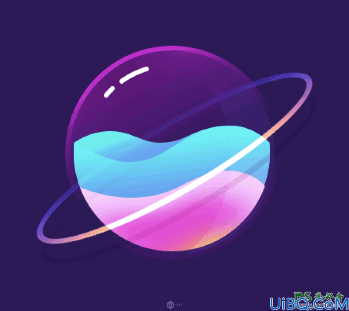 Photoshop手绘透明感的星球素材图，扁平风格星球失量图片。