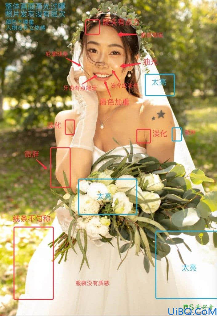 Photoshop美女调色教程：给婚纱照美女人像调出高级感的森系效果。