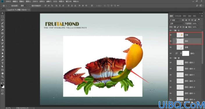 创意合成，通过Photoshop制作创意合成水果螃蟹