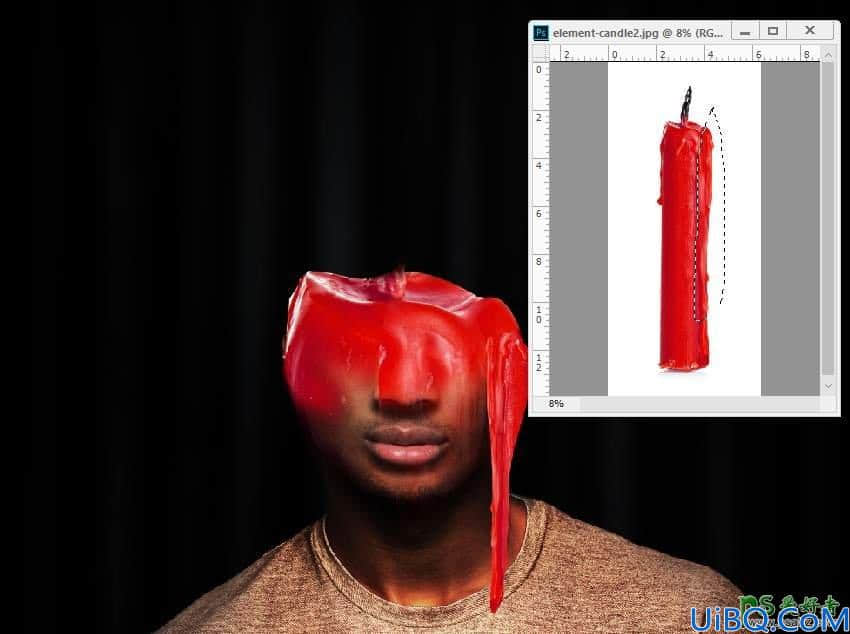 Photoshop头像特效合成：创意打造生动的蜡烛头像,燃烧蜡烛人物头像。