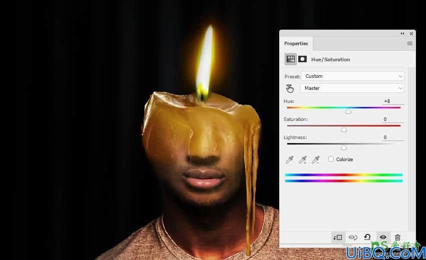Photoshop头像特效合成：创意打造生动的蜡烛头像,燃烧蜡烛人物头像。