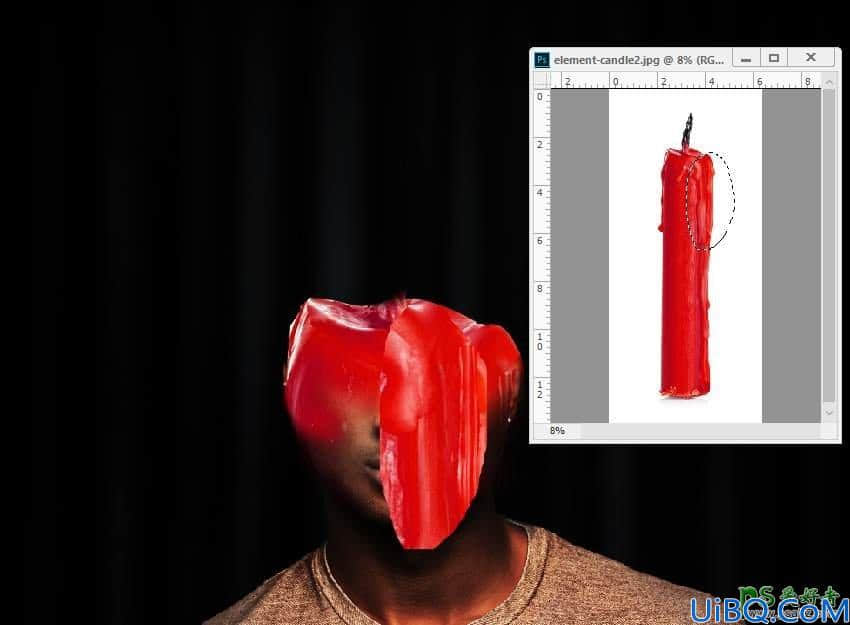 Photoshop头像特效合成：创意打造生动的蜡烛头像,燃烧蜡烛人物头像。