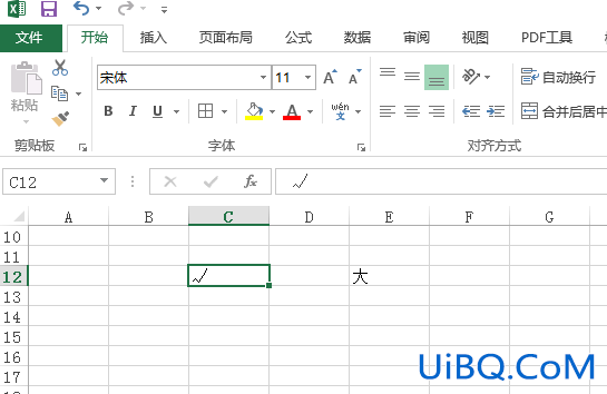 excel中输入√怎么变大了