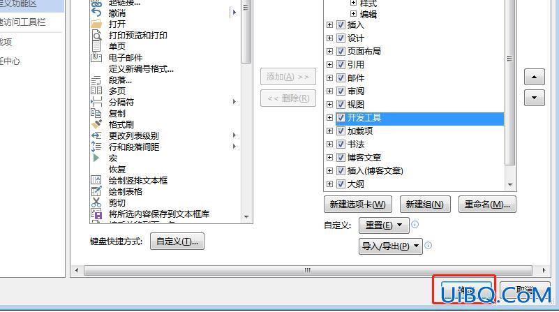 word开发工具选项卡在哪