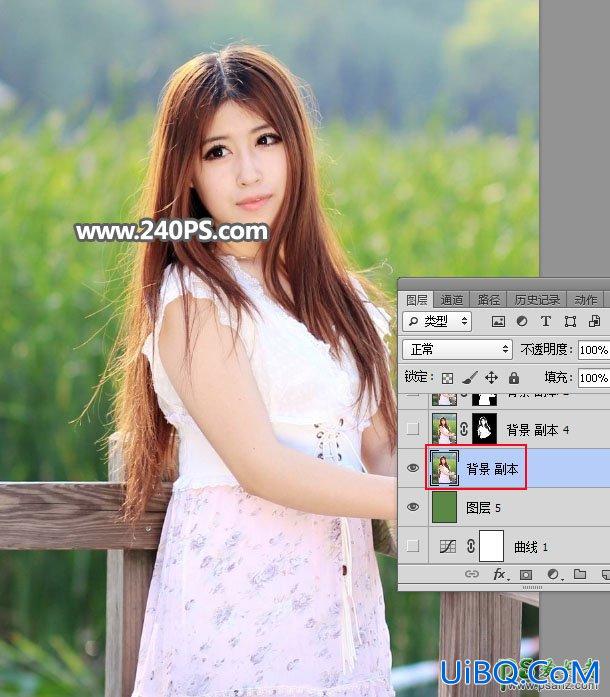 PS美女抠图教程：给绿色背景中拍摄的美女照片进行抠头发