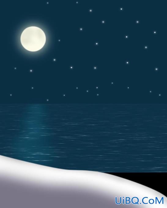 PS精彩鼠绘海上升明月宁静画面