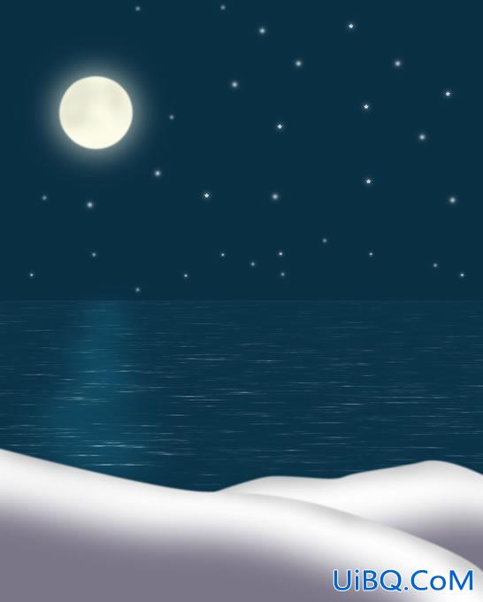 PS精彩鼠绘海上升明月宁静画面