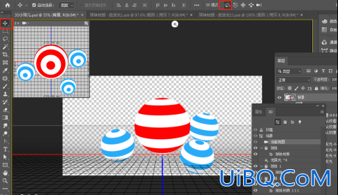 3D工具，在Photoshop中制作缤纷色彩的3D小球