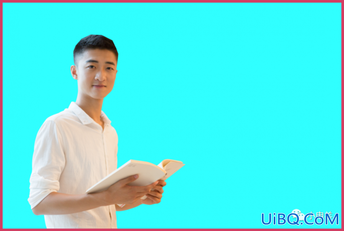 PS给图书馆中帅气的小哥哥照片进行抠图。