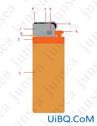 PS绘制逼真打火机