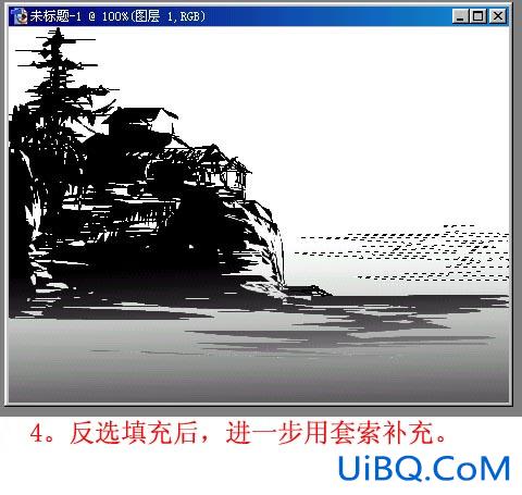 PS套索工具巧绘黑白木刻特效