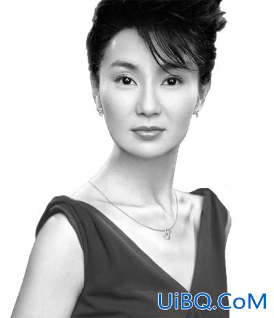 PS教程:给黑白色的张曼玉照片处理成变彩色照