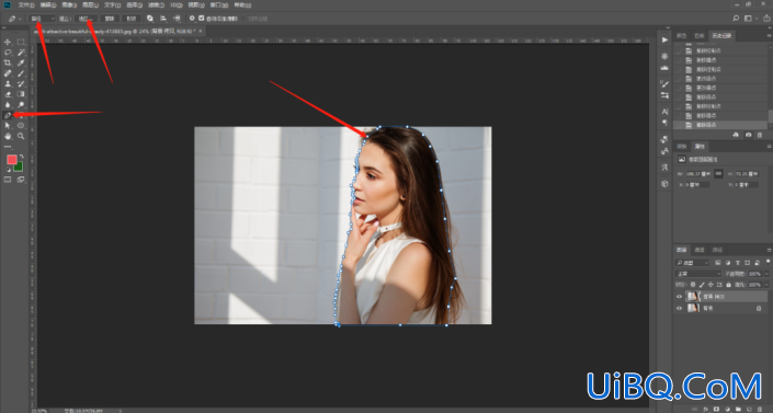 Photoshop抠美女长头发教程：利用“调整边缘画笔工具”抠美女飘逸的长发