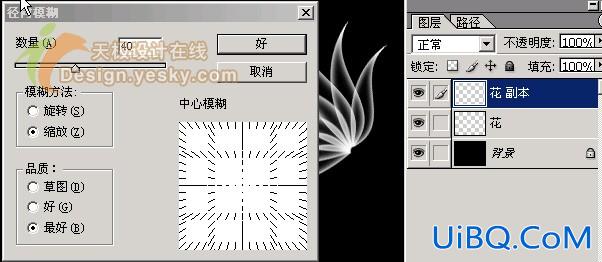 PS路径与滤镜绘制透明光影花叶