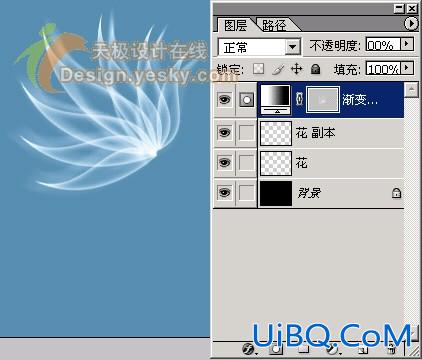 PS路径与滤镜绘制透明光影花叶