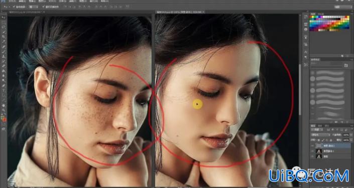 Photoshop美容教程：用高斯模糊的方法,做出无暇的美女皮肤效果。