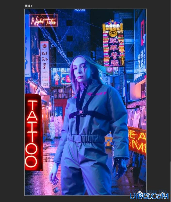 Photoshop调色教程：给城市照片调出80年代的怀旧风以及霓虹暗黑风格
