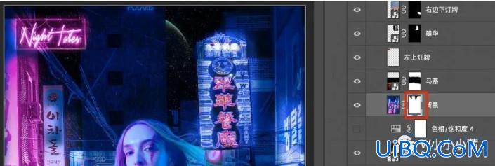 Photoshop调色教程：给城市照片调出80年代的怀旧风以及霓虹暗黑风格