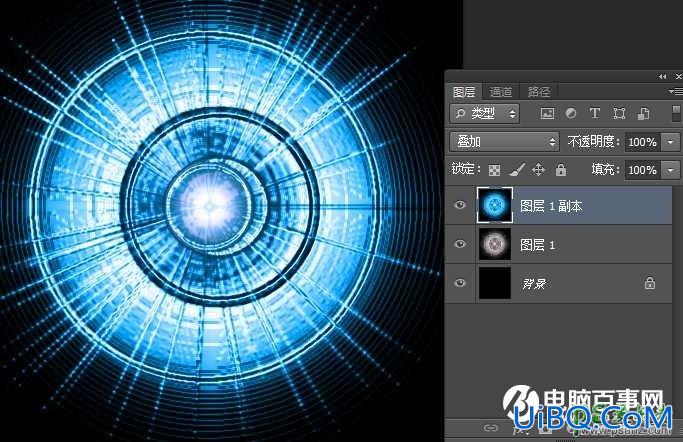 PS滤镜特效教程：制作漂亮的蓝光魔圈图片，个性光圈背景
