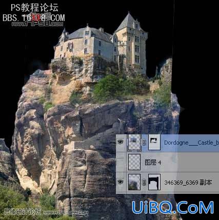PS合成屹立在高山上的城堡
