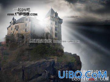 PS合成屹立在高山上的城堡