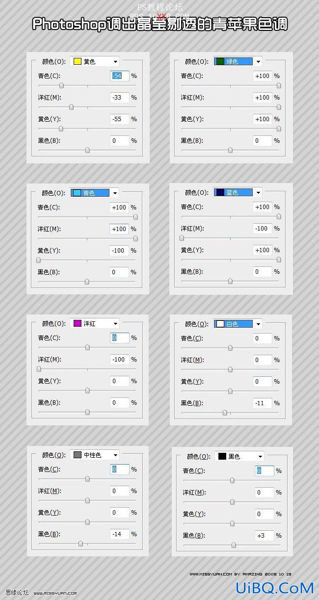 PS调出晶莹剔透的青苹果色调
