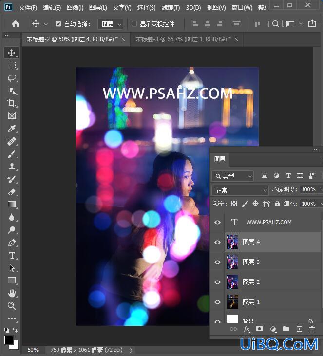利用Photoshop滤镜给风情少女夜景照制作出夜晚光斑艺术效果。