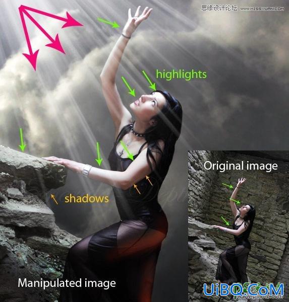 P图技巧教程：详细讲解图片后期中光线及阴影的制作技巧。
