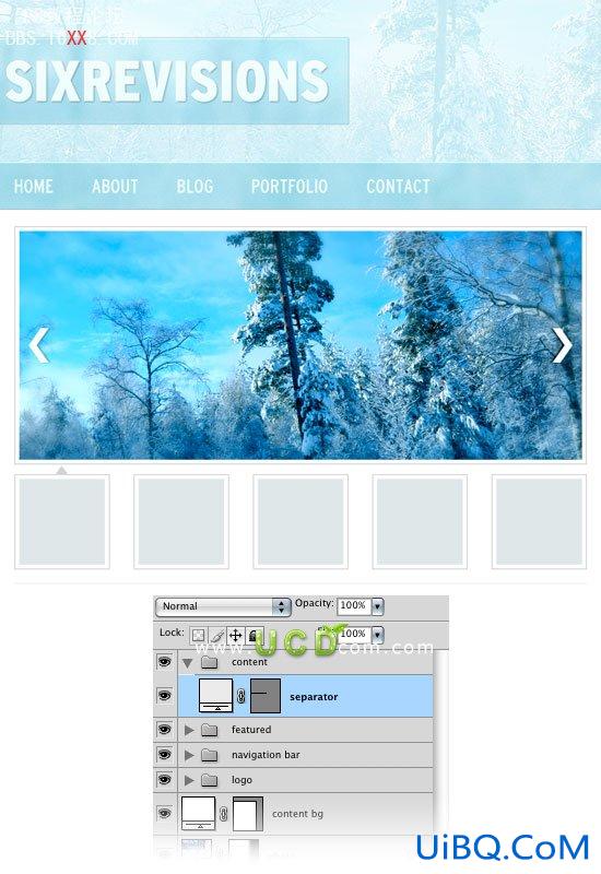 PS设计制作冬天主题的网页教程