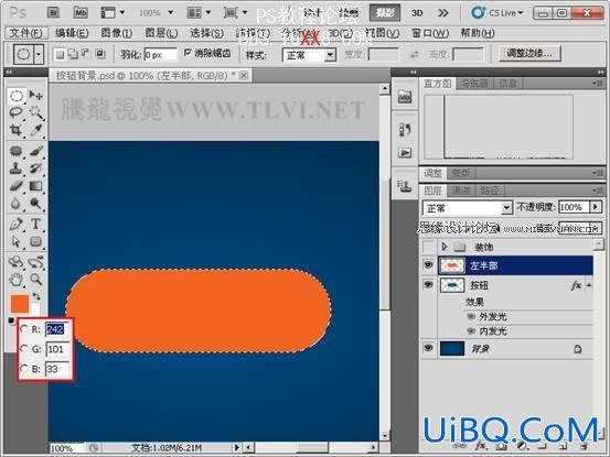 PS CS5样式教程：制作多彩的水晶胶囊按钮