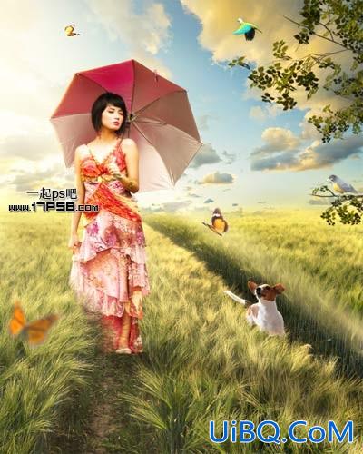 用ps合成夏天美女场景