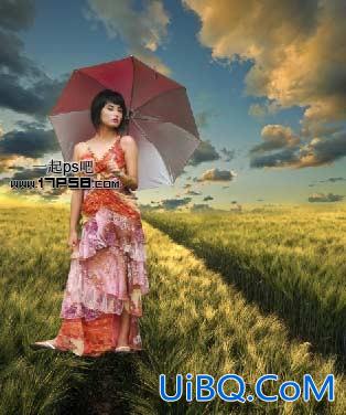 用ps合成夏天美女场景