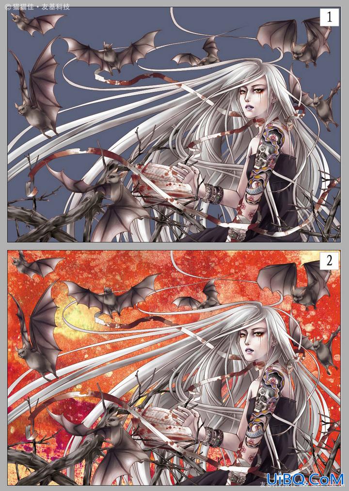 ps绘制长发飞舞MM玄幻插画上色教程