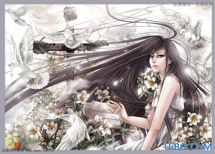 ps绘制长发飞舞MM玄幻插画上色教程