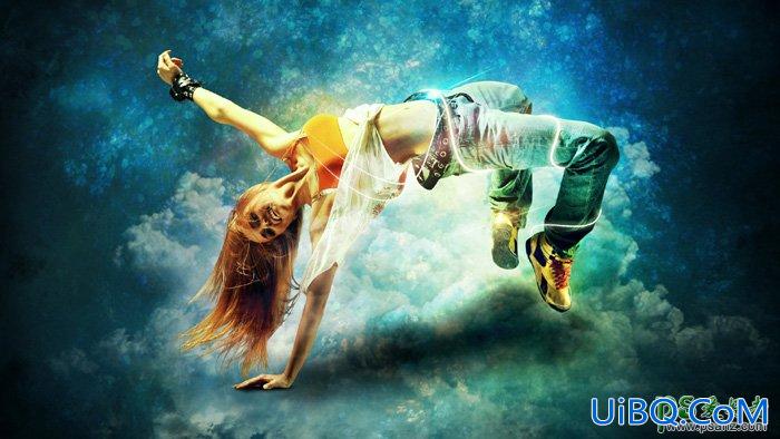PS合成教程：创意合成星空上的美女舞动场景特效图片