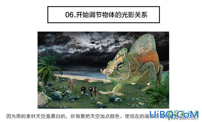 PS合成恐怖电影中的史前巨蜥-巨大蜥蜴追赶人类的影像图片