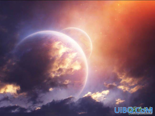 PS创意合成梦幻意境场景中仰望星空的小男孩儿