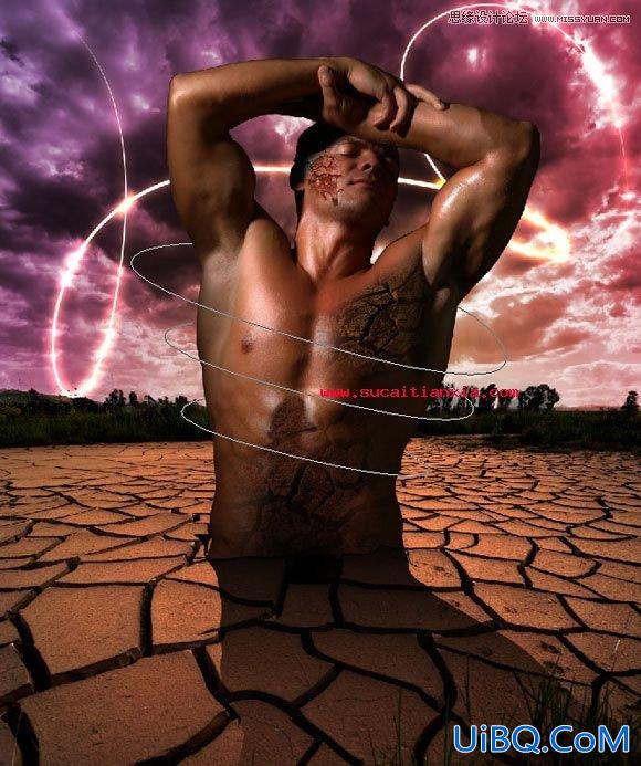 ps合成大地出生大力士教程