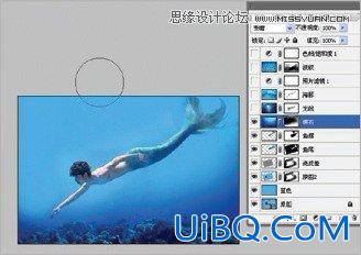 ps使用素材合成水下男美人鱼场景